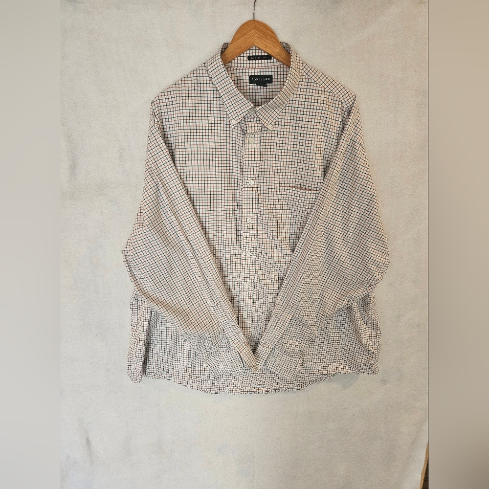 Lands' End Men's Multicolor Check Long Sleve Shirt Size 3XL 19-19 1/2 Tall